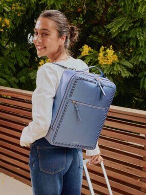 CALPAK Kaya 15 inch Laptop Backpack IN Stargaze Blue EUC